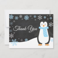 Winter Pinguin Snowflake Blue Danke Karte