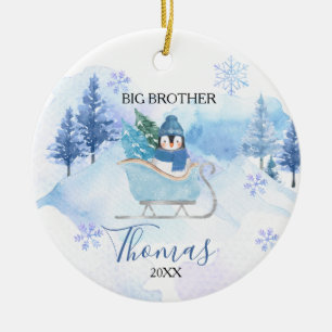 Winter Pinguin Snowflakes Big Brother Weihnachten Keramik Ornament