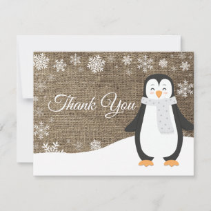 Winter Pinguin Weiße Schneeflocke Dankeskarte