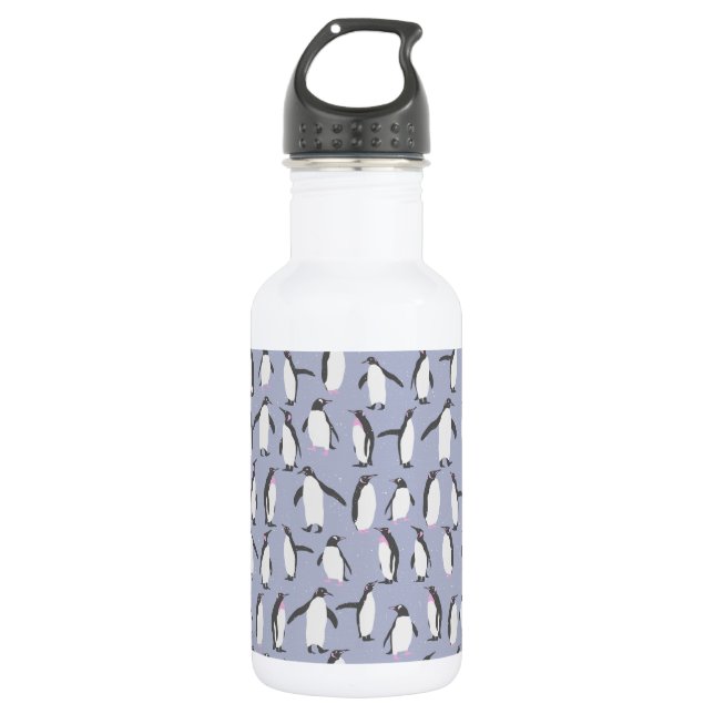 Winter Pinguine nahtlose Muster + Ihre Ideen Edelstahlflasche (Vorderseite)
