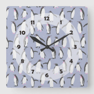 Winter Pinguine nahtlose Muster + Ihre Ideen Quadratische Wanduhr