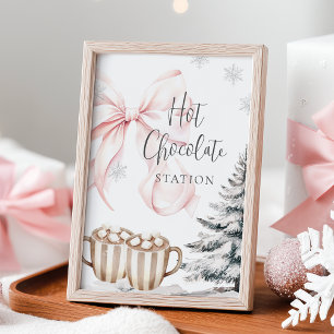 Winter Pink Bow Hot Chocolate Tafelzeichen Poster