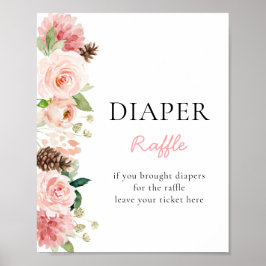 Winter Pink Floral Baby Duschkabine Windelwanne Poster