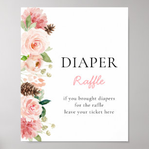 Winter Pink Floral Baby Duschkabine Windelwanne Poster