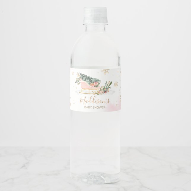 Winter Pink Gold Snowflake Babydusche (Vorderseite)