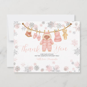Winter Pink Mädchen Baby Shower Schneeblumen Danke