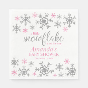 Winter-Pink-Schneeflocken-Baby-Party Serviette