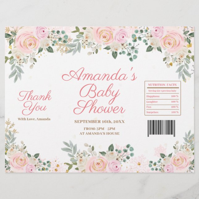 Winter Pink Snowflake Floral Chip Beutel Wrapper Flyer (Vorne)