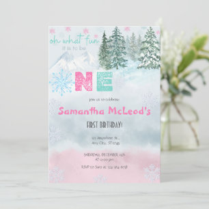 Winter Pink Snowflake Oh, was Spaß ersten Geburtst Einladung