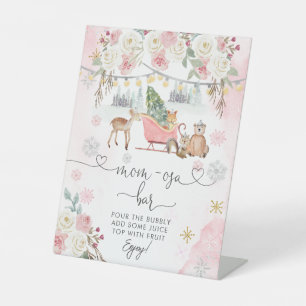 Winter Pink Woodland Tiere Mama osa Bar Sockelschild