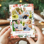 Winter Poinsettia Blumenberries 3 Fotos Collage Feiertagskarte<br><div class="desc">Versenden Sie Ihre Begrüßungen der Saison mit dieser "Modern Poinsettia Floral Frame Family Foto Card". (1) Für weitere Anpassungen klicken Sie bitte auf den Link "Weiter anpassen" und verwenden Sie unser Designwerkzeug, um diese Vorlage zu ändern. (2) Wenn Sie Thicker-Papiere / Matte Finish bevorzugen, können Sie den Matte Paper Type...</div>