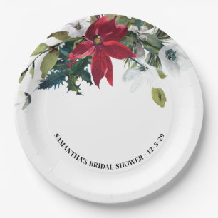 Winter Poinsettia Brautparty Pappteller