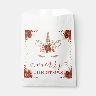 Winter-Poinsettie-Einhorn Frohe Weihnachten Geschenktütchen