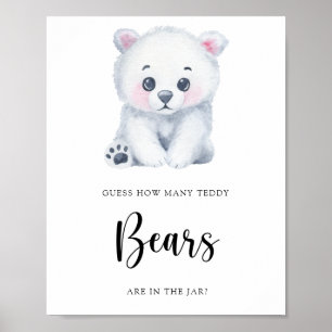 Winter Polar Bär - erraten Sie wie viele Teddybäre Poster
