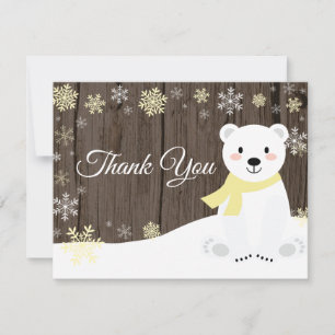 Winter-Polar-Bär-Schneeflocke Gelbe Dankeskarten Dankeskarte