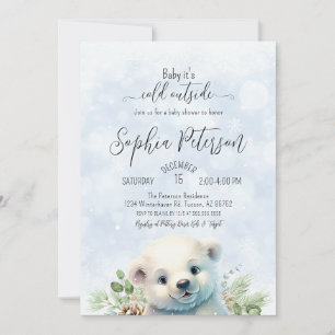 Winter-Polar-Bären Cold Outdoor Blue Baby Dusche Einladung