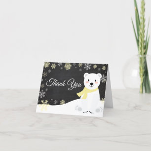 Winter Polar Bären Snowflake Yellow Chalkboard Dankeskarte