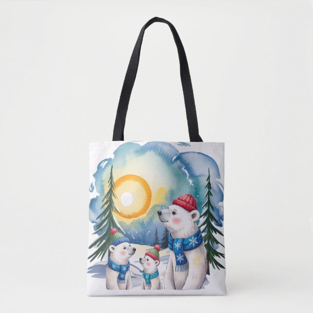 Winter Polar Bären Weihnachten Tasche (Vorderseite)