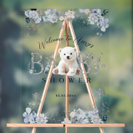 Winter Polar Bear Baby Boy Dusche Willkommen Acrylschild