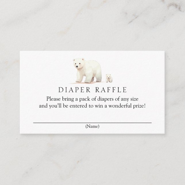 Winter Polar Bear Diaper Raffle Baby Dusche Begleitkarte (Vorderseite)