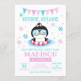 Winter-Pool-Party Einladung/MädchenPenguin laden Einladung