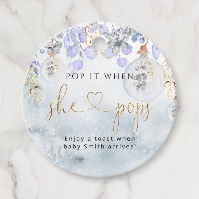Winter Pop es, wenn sie Pop Baby Dusche Gefallen T Geschenkanhänger (Vorderseite)