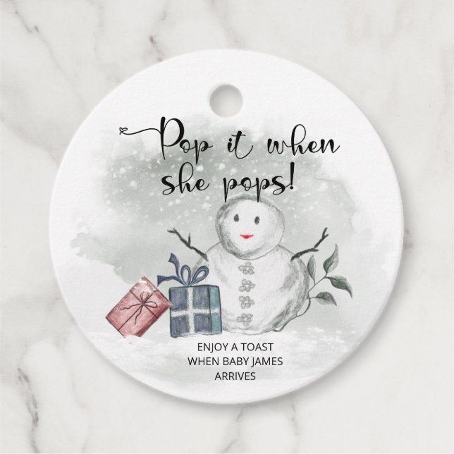 Winter Pop, wenn sie Pop Baby Dusche Geschenkanhänger (Vorderseite)