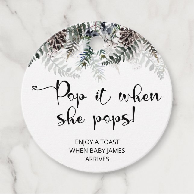 Winter Pop, wenn sie Pop Baby Dusche Geschenkanhänger (Vorderseite)