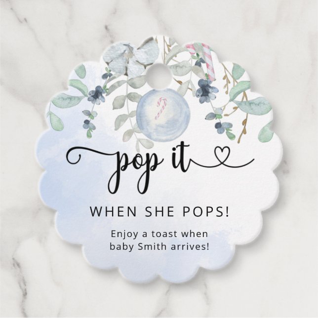 Winter Pop, wenn sie Pop Baby Dusche Geschenkanhänger (Vorderseite)