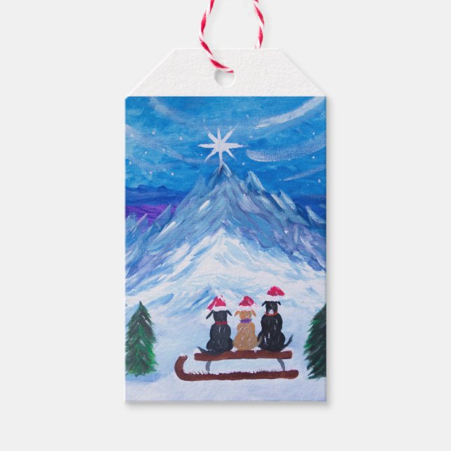 Winter Puppy Pals Geschenkanhänger (Vorderseite)