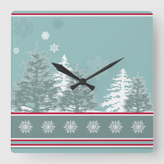 Winter Quadratische Wanduhr (Vorderseite)