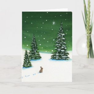 Winter Rabbit Holiday Christmas Peace by Bihrle Feiertagskarte