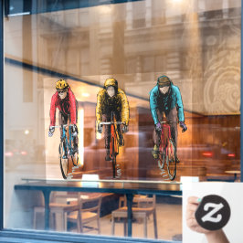 Winter-Radfahren Drei Reiter für Fresh Air Bicy Fensteraufkleber