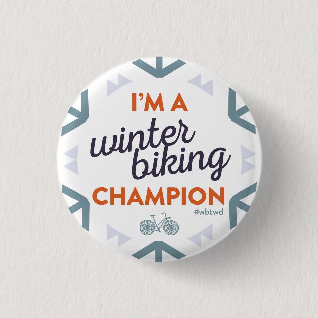 Winter-radfahrender Meister - kleines Button (Vorderseite)