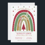 Winter Rainbow Christmas Girl Baby Dusche Einladung<br><div class="desc">Adorable Regenbogen mit einem Weihnachtsbaumzentrum und Herzakzenten.</div>