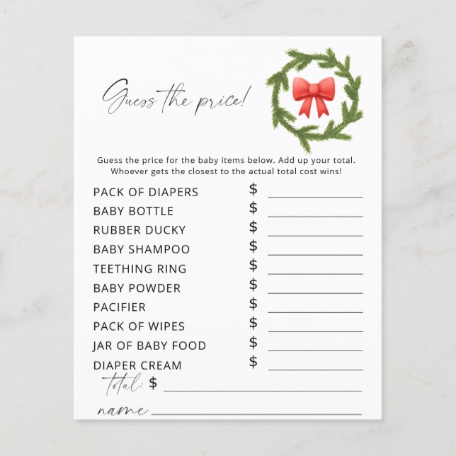 Winter Raten Sie das Preisspiel (Vorderseite)