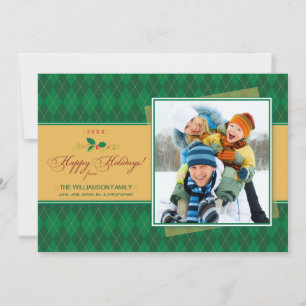 Winter Raute Happy Holidays Flat Card (grün) Feiertagskarte