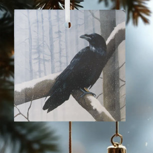 Winter Raven Forest Ornament Aus Glas