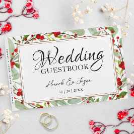 Winter Red Berries Greenerity Wedding Guest Book Gästebuch