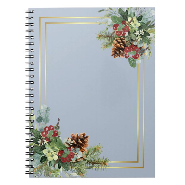 Winter Red Berries Pine Cones Wedding Notizblock (Vorderseite)