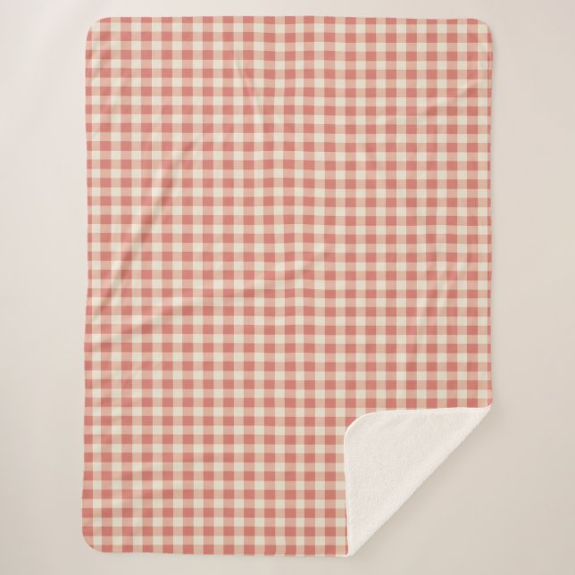 Winter Red Christmas Gingham Sherpadecke (Vorderseite)