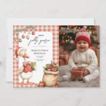 Winter Red Christmas Silly Goose  1st birthday