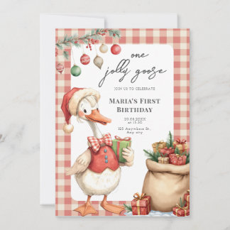 Winter Red Christmas Silly Goose  1st birthday Einladung