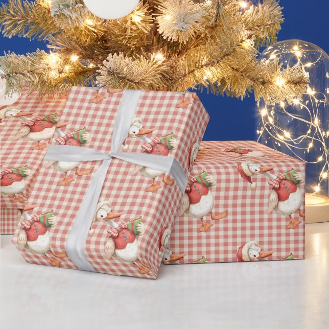 Winter Red Christmas Silly Goose  1st birthday Geschenkpapier (Feiertage)