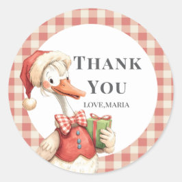 Winter Red Christmas Silly Goose  1st birthday Runder Aufkleber