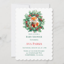 Winter Red Fox Green Berries Kinderdusche Weihnach