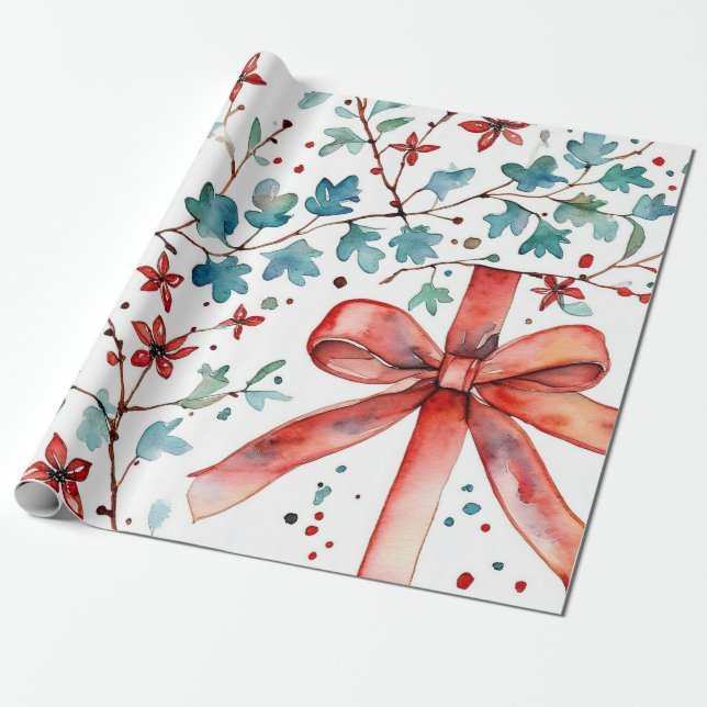 Winter Red Glow Ornament Wrap Geschenkpapier (Ungerollt)