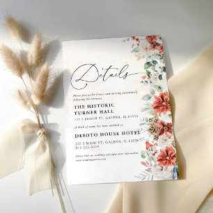 Winter Red Greenery Pinecone Mariage Détails Carte