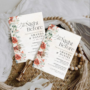 Winter Red Greenery Pinecone Probe Dinner Einladung