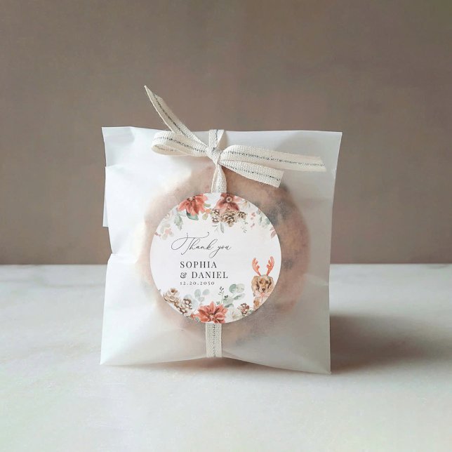 Winter Red Greenery Pinecone Wedding Sticker (Von Creator hochgeladen)